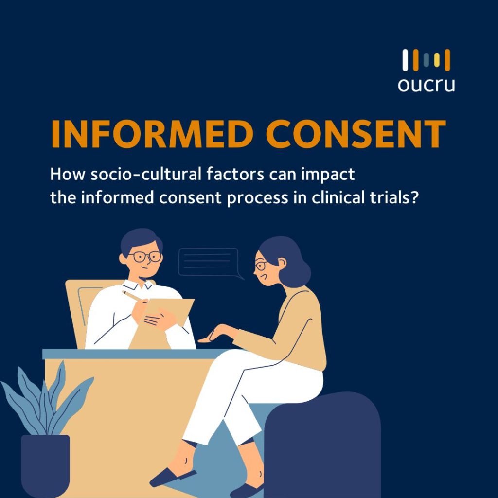 Informed consent in clinical trials infographic title page.