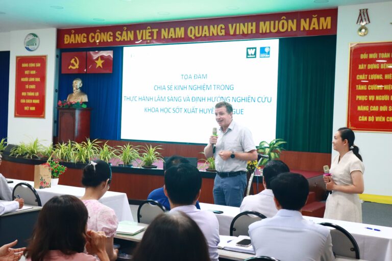 Professor Guy Thwaites opened the science talk sharing dengue good practice from OUCRU, HTD, and City Children's Hospital 1 health professionals